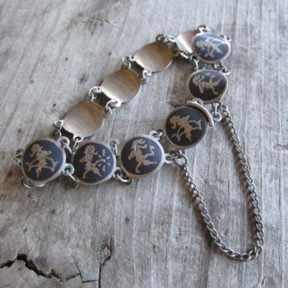 Vintage Sterling Silver Siam Dancers Bracelet